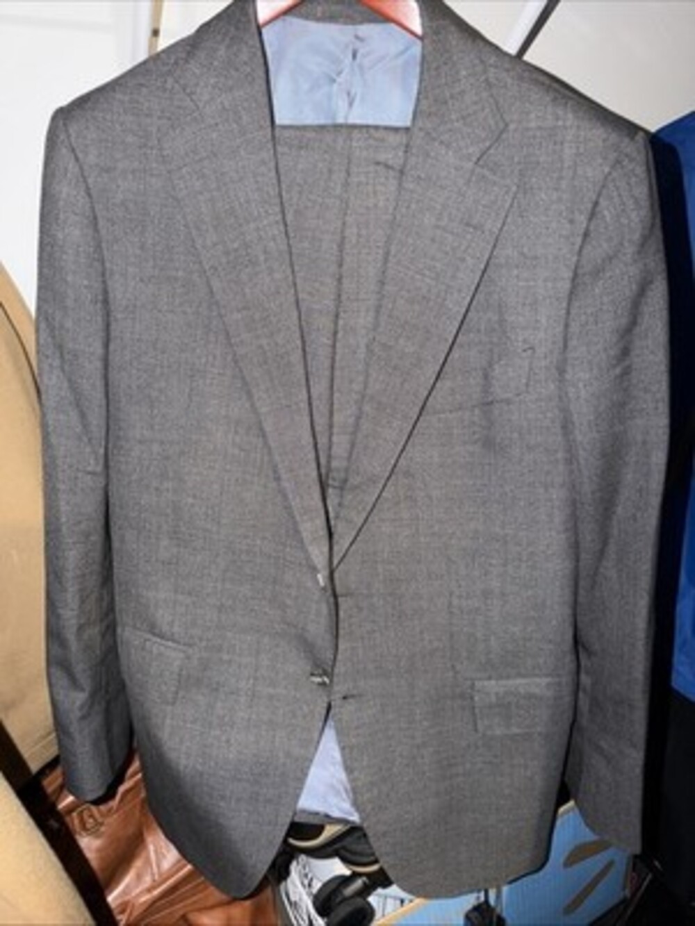 SuitSupply Lazio VBC Tropical Wool Suit Gray 44R FLAW READ